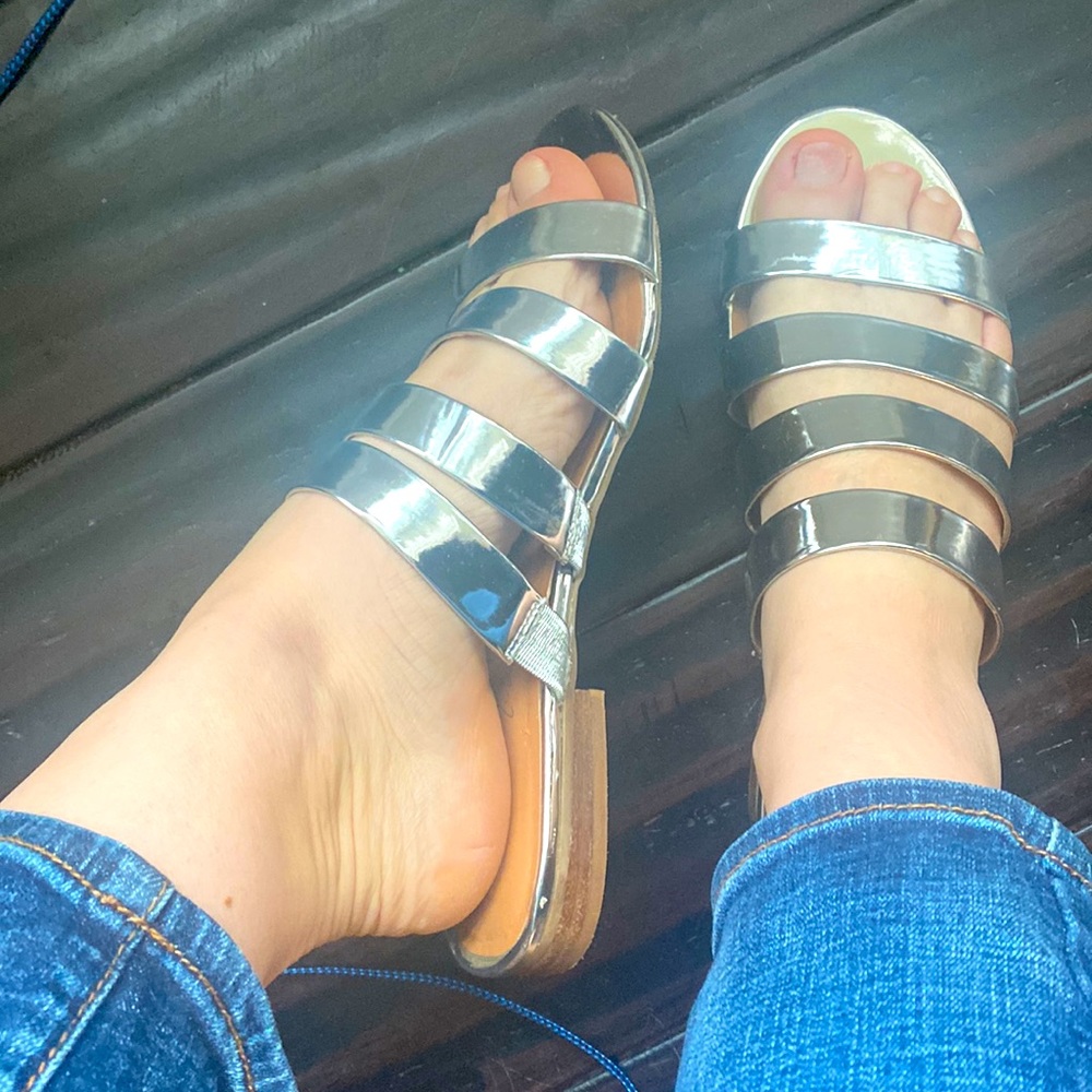 Shiny metallic sandals